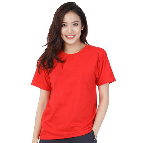 Hình ảnh mẫu áo phông màu đỏ sáng cho bạn nữ da ngăm