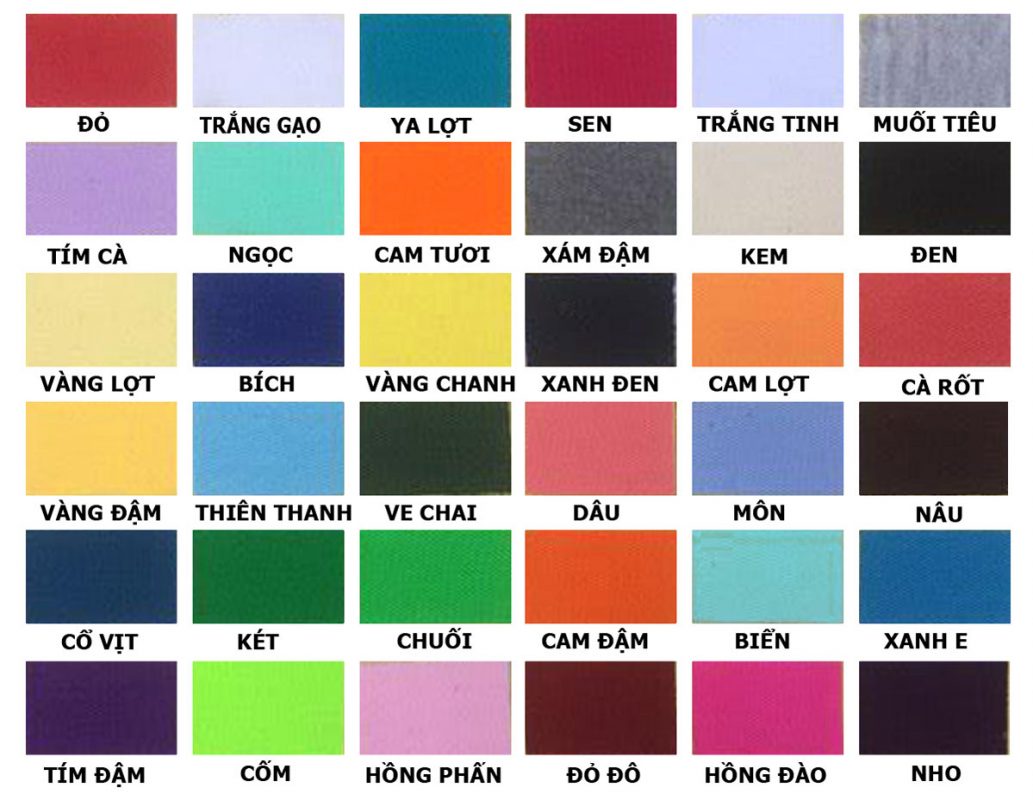 Bảng màu sắc đa dạng bạn có thể lựa chọn